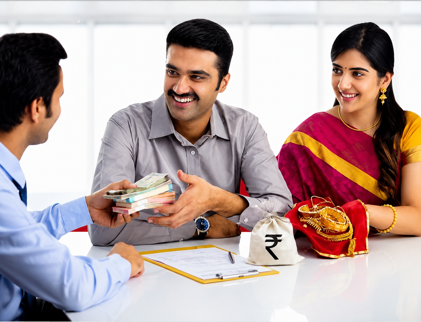 Branch team guiding customers with loan options